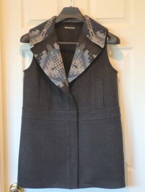 Pendleton Black Wool Vest with Patterned Collar